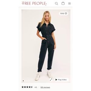 NWT Free People Marci Coverall Jumpsuit overall Black Denim Small